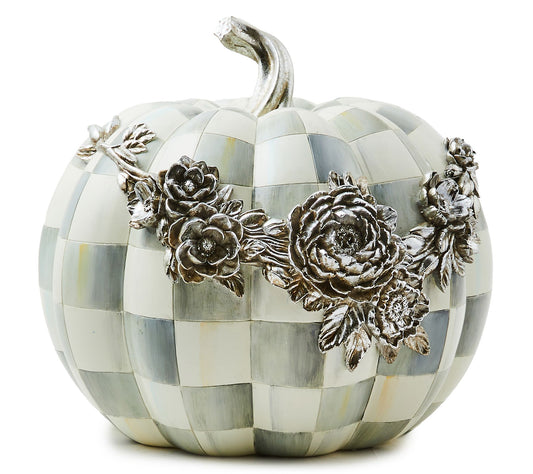 MacKenzie- Childs Large Sterling Check Pumpkin with Garland