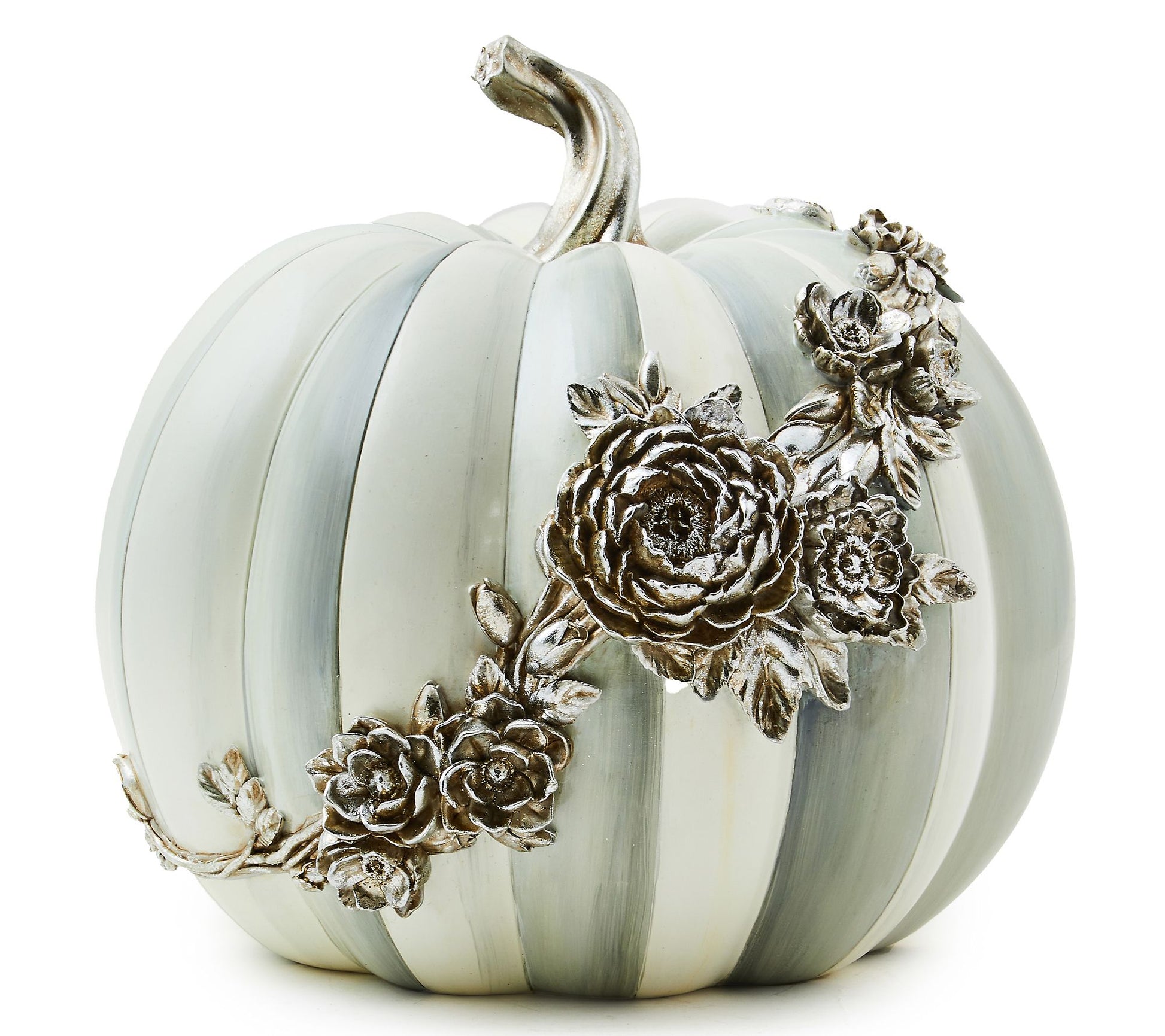 Mackenzie- Childs Medium Sterling Stripe Pumpkin with Garland