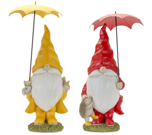 Melrose Gnome with Umbrella and Woodland Animals (Set of 2)
