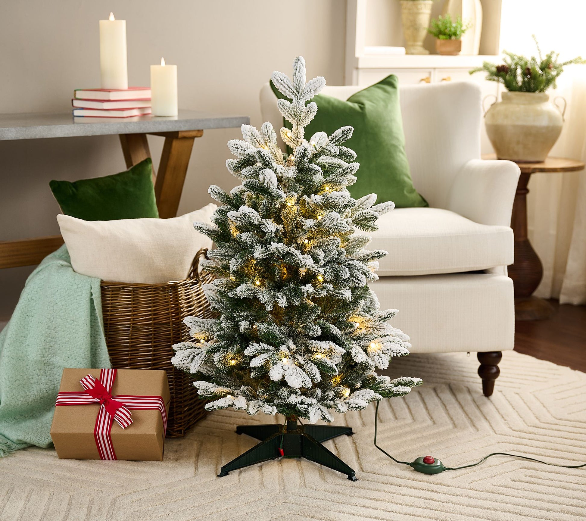 3' Twinkling Snow Kissed Spruce Tree by Valerie