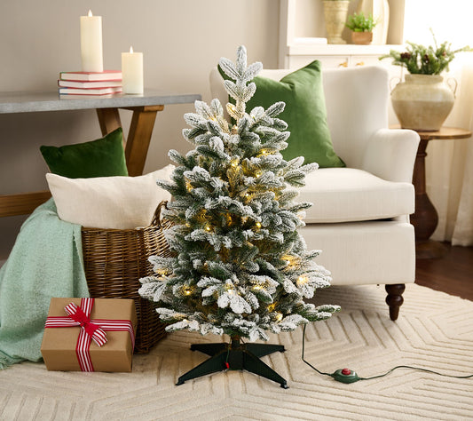 3' Twinkling Snow Kissed Spruce Tree by Valerie