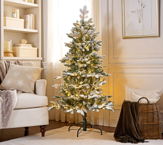 5' Twinkling Snow Kissed Spruce Tree by Valerie by Valerie
