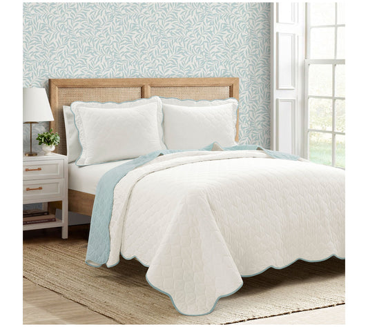 Lush Decor Coas tal Chic Scallo p Reversible Qu ilt Set- K/Cal