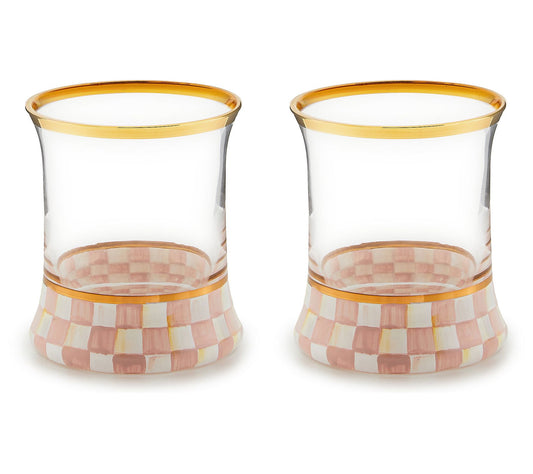 MacKenzie-Childs Rosy Check Tumbler Glass, Set of 2