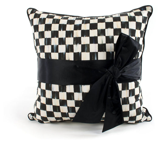 MacKenzie-Childs Courtly Check Black Sash Throw  Pillow