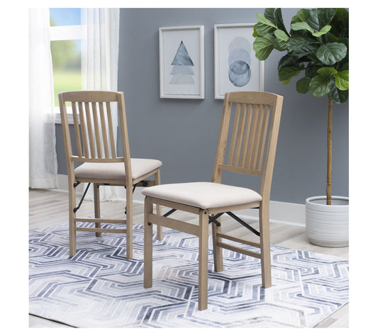 Linon Home Set of 2 Decor West Mission SlattedFolding Chairs
