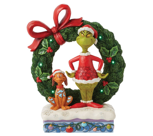 Grinch by Jim Shore Grinch & Max in Wreath Figu rine