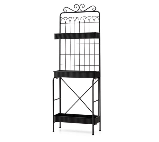 Glitzhome 68" 3 Shelf Metal Shelf Planter Stand& Storage Rack