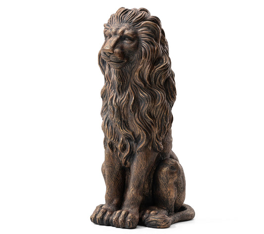 Glitzhome 27.75" MGO Sitting Lion Lawn Garden Statue - XL
