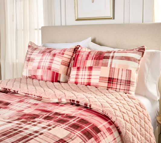 Home Reflections Plush rev Sherpa Comforter-King