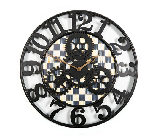 MacKenzie-Childs Courtly Check Large Farmhouse Wall Clock