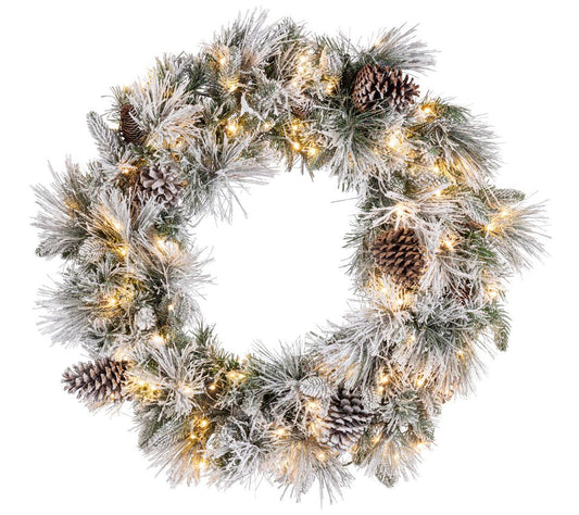 Luxurious 30 in Prelit Mixed Tips Wreath by Sterling
