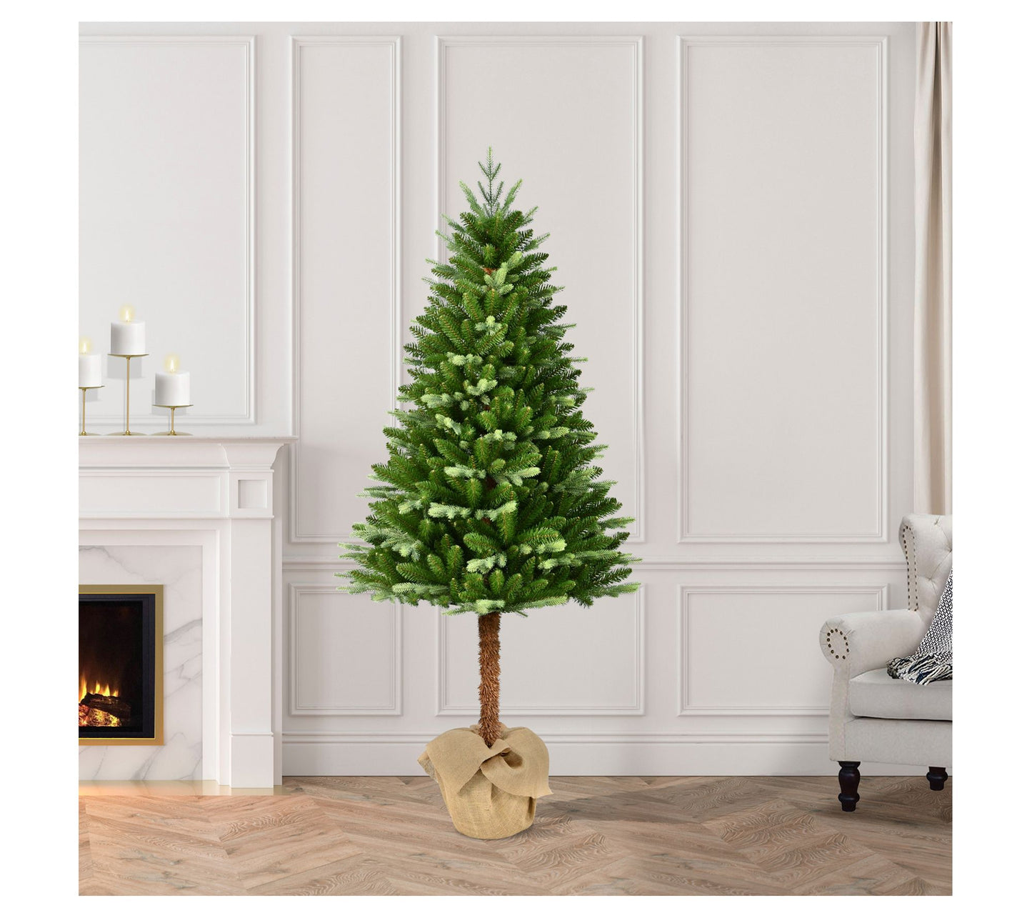 Puleo 6ft Topiary Alpine Faux Christmas Tree inBurlap Sac