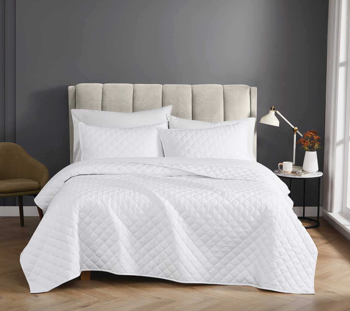 Cannon Solid Percale King 3-Piece Quilt Set