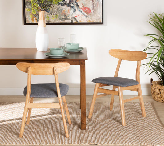 Baxton Studio Ulyana Grey Fabric Dining Chair Set of 2
