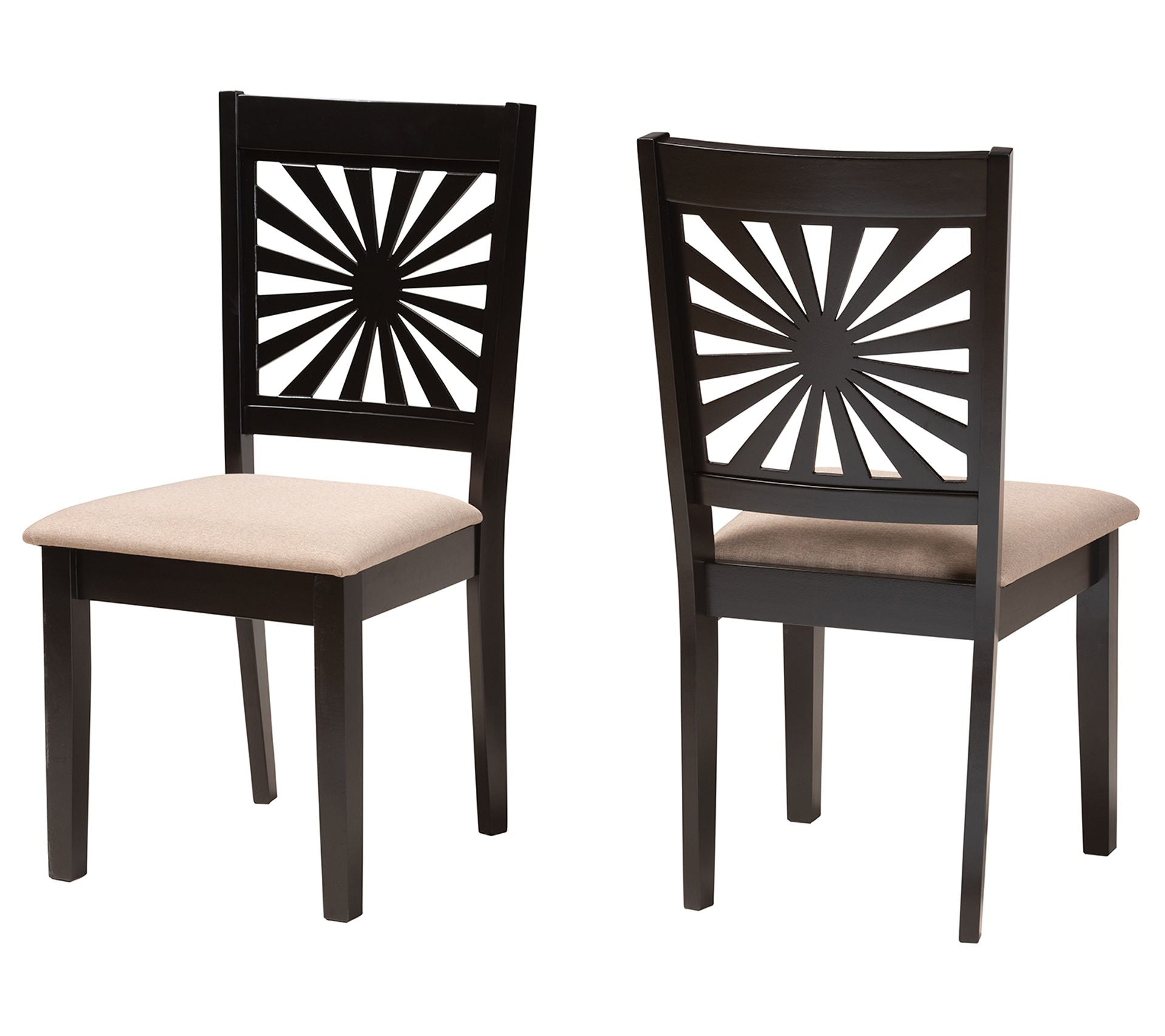Baxton Studio Olympia Fabric and Wood Dining Chair Set of 2