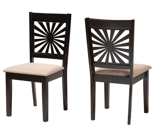 Baxton Studio Olympia Fabric and Wood Dining Chair Set of 2