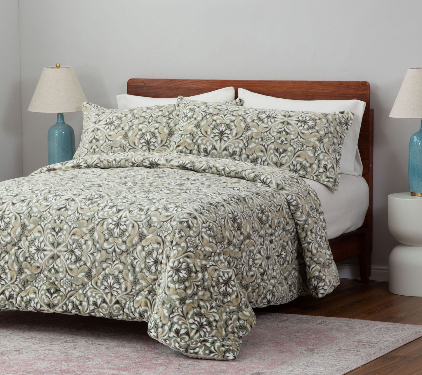 Berkshire Printed Petite Grace Fur Comforter & Sham Set- King