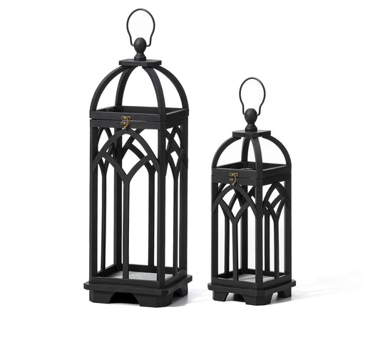 Glitzhome S/2 F armhouse Church Window Wood & Metal Lanterns