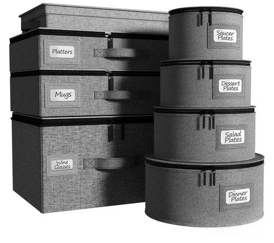 Sorbus 8 Pc Stackable Dinnerware Storage Set