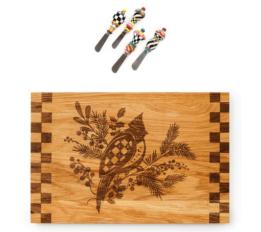 MacKenzie- Childs Cardinal Wood Serving Board & Spreader Set