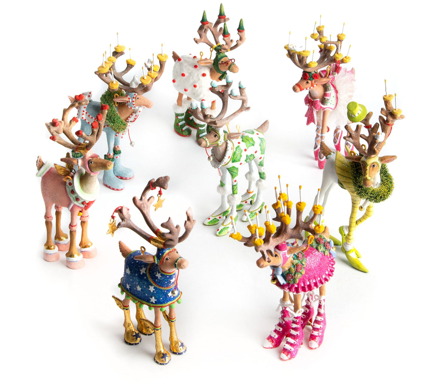 MacKenzie-Childs Dash Away Reindeer Mini Ornaments Set