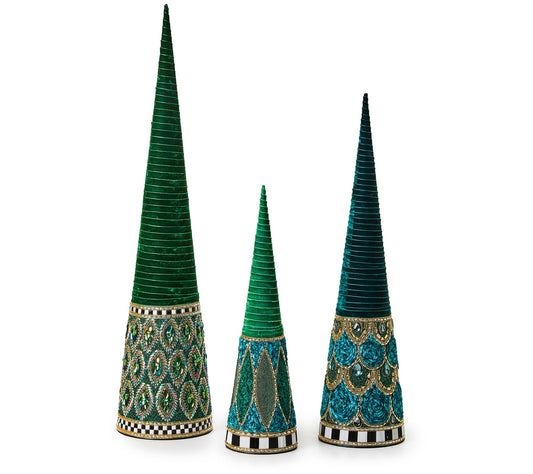 MacKenzie- Childs Set of 3 Emerald Luxe Beaded Trees