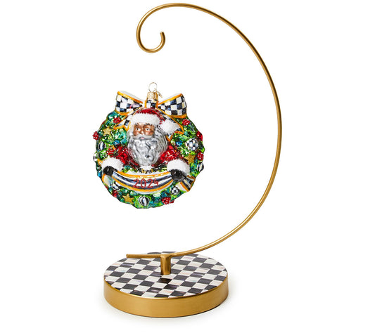 MacKenzie- Childs Dated Ornament with Courtly Check Stand