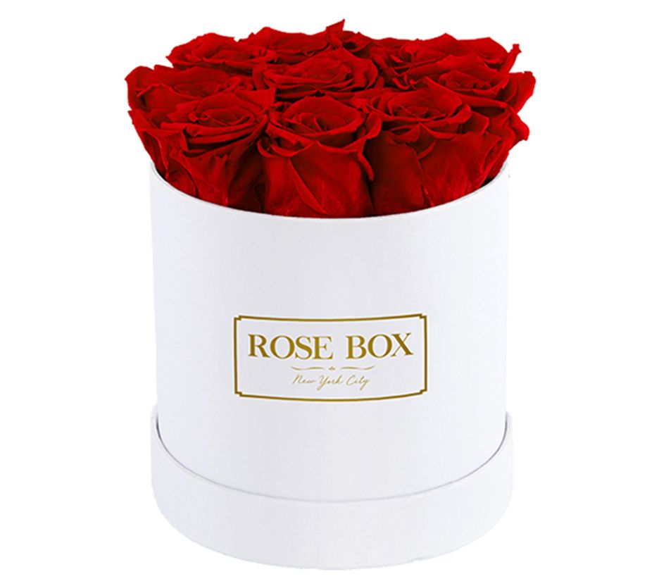 Rose Box Preserved Roses - Small White Box