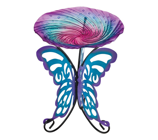 Regal Art & Gift 18" Birdbath w/ Decorative Stad - Butterfly