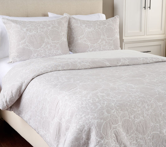 Northern Nights Floral Gauze Matelasse Comforter Set- Queen
