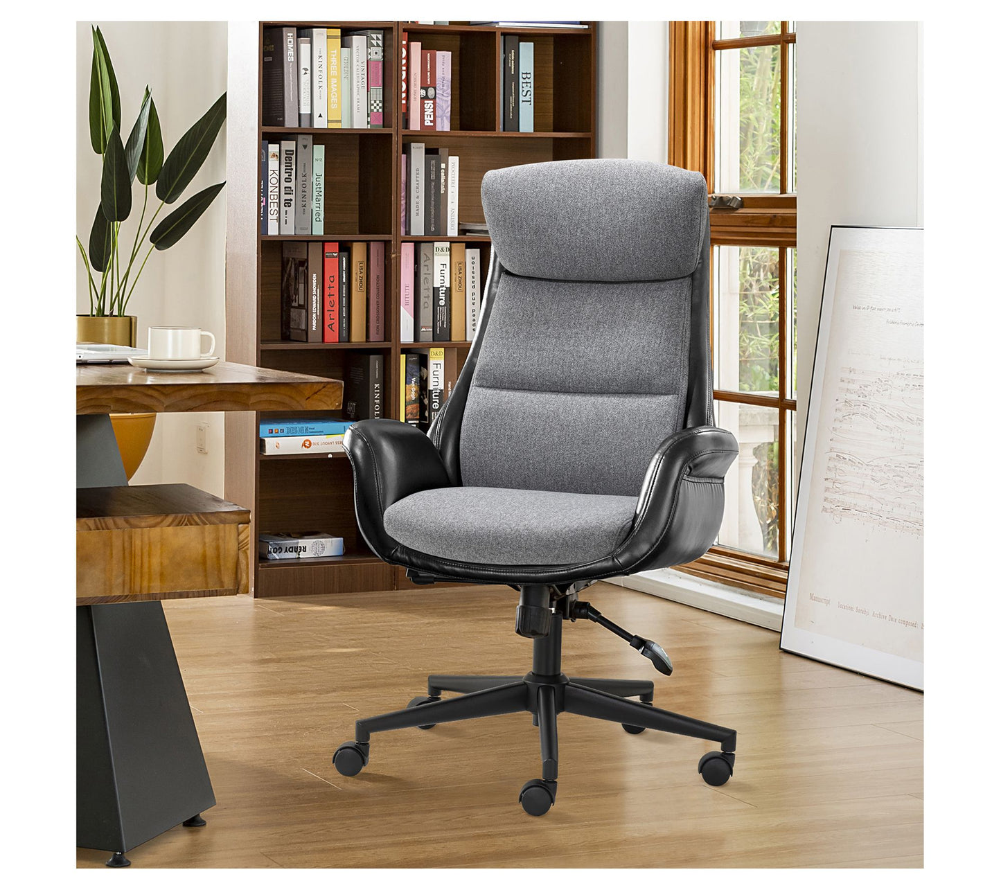 Glitzhome Mid-Century Gaslift Adjustable SwivelOffice Chair