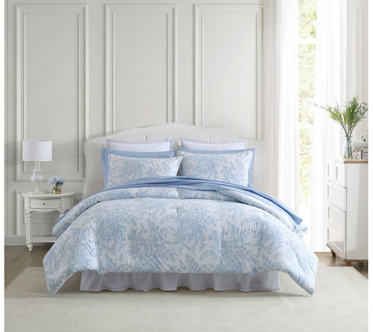 Laura Ashley Be dford Blue King Comforter Sham Set