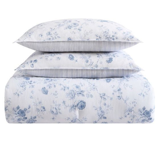 Laura Ashley Be linda Blue Twin Xl Comforter S ham Set