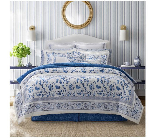 Laura Ashley Ch arlotte China B lue Twin Comfor ter Set