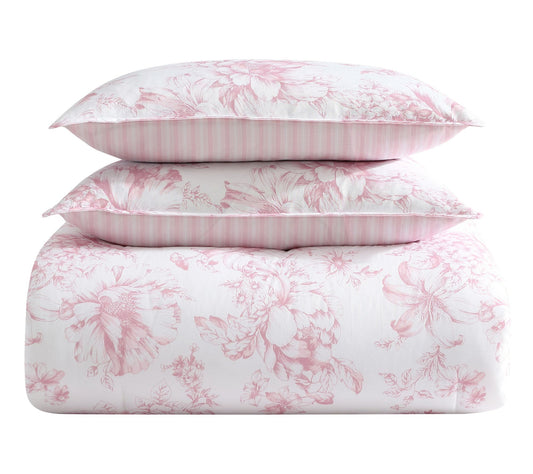 Laura Ashley Delphine Pink Twin Xl Comforter Sham Set