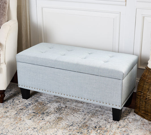 36"L Fabric Tufted Wooden Bench by Valerie
