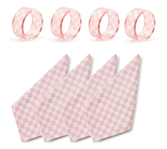 MacKenzie Childs Set of 4 Napkins and Napkin Rings