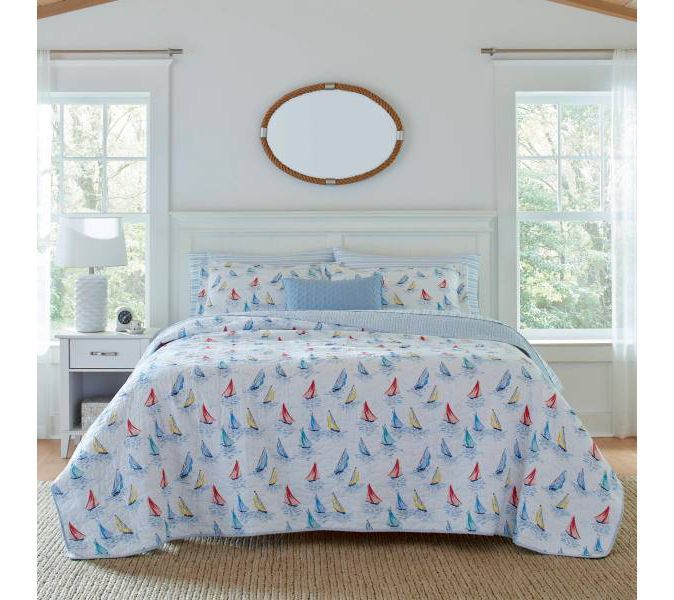 Laura Ashley Ahoy Bright Blue Twin Quilt-Sham Set