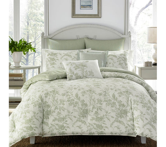 Laura Ashley Natalie - Green Twin Duvet Cover Multi Piece Set