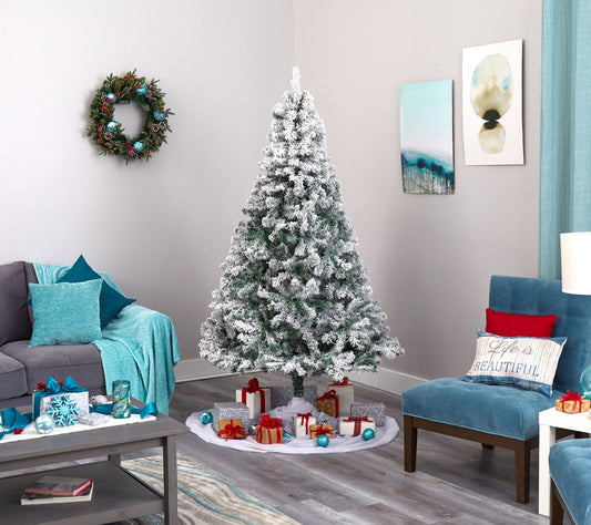 Nearly Natural 7-ft Flocked Rock Springs Christmas Tree