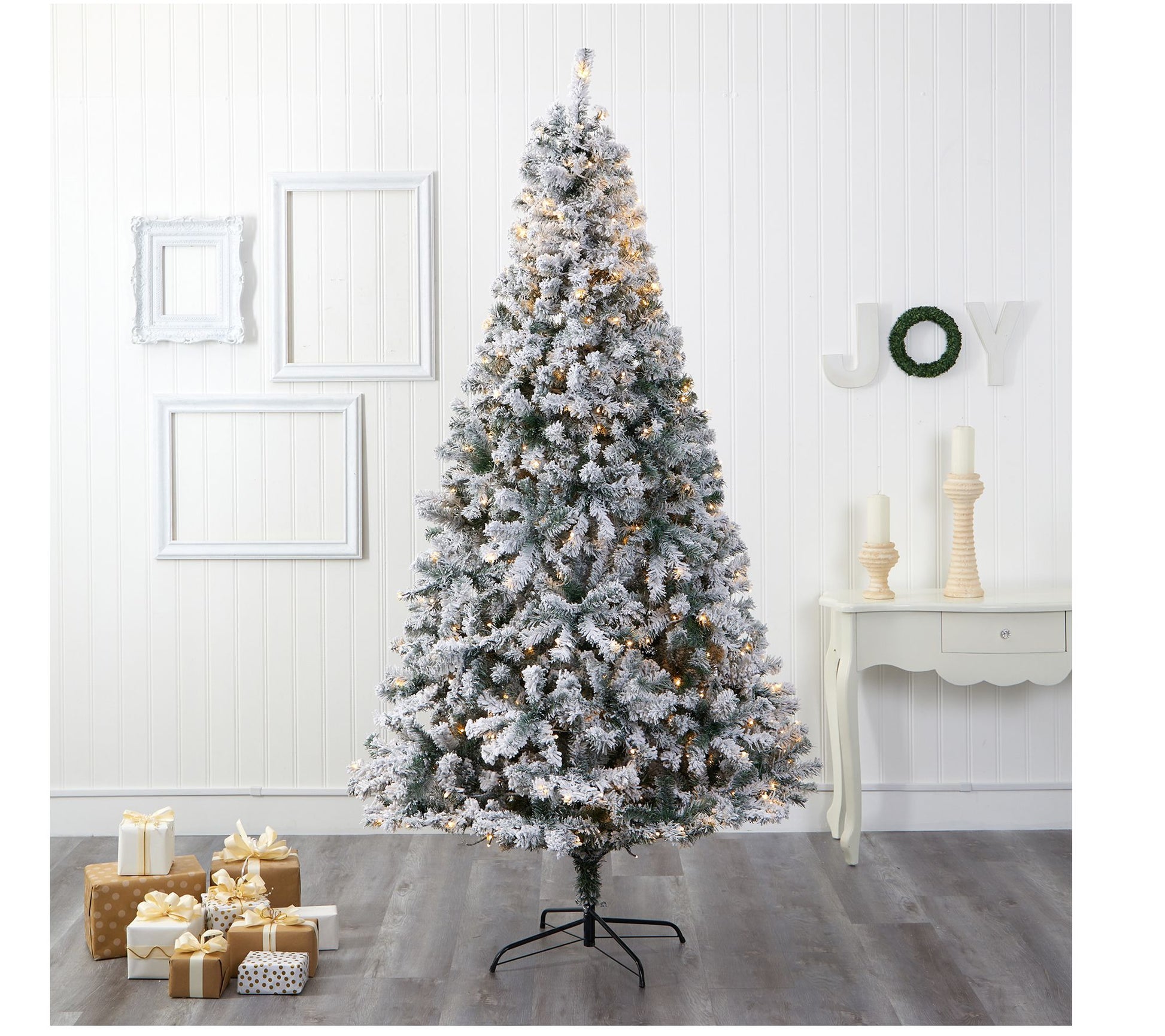 Nearly Natural 8-ft Flocked Rock Springs Christmas Tree