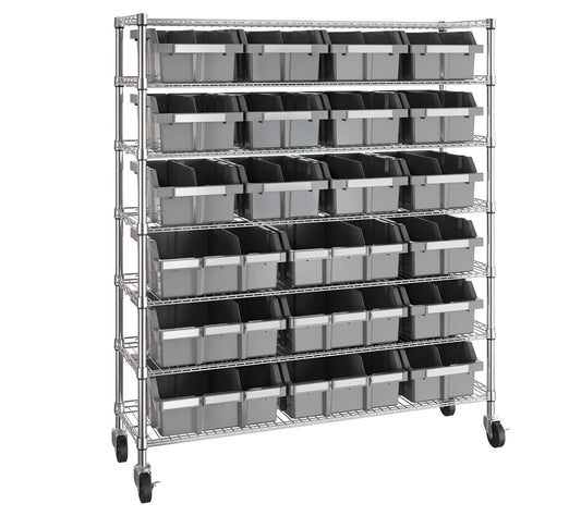 Seville Classics 7-Tier NSF 21-Bin Rack, 48" W x 14.25" D x 56