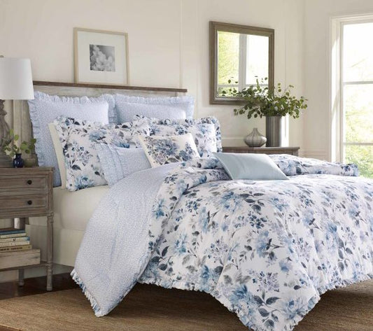 Laura Ashley Chloe - Blue Twin Duvet Cover Set