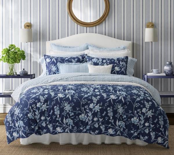 Laura Ashley Branch Toile Blue Full/Queen Duvet Cover Set