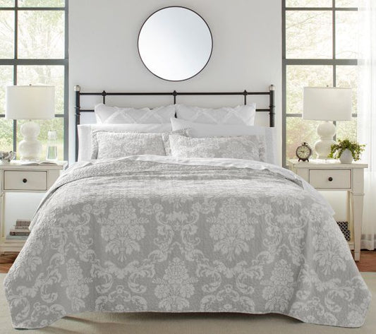 Laura Ashley Venetia Grey Twin Quilt-Sham Set