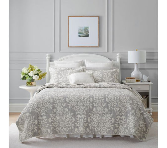 Laura Ashley Rowland Grey Twin Quilt-Sham Set