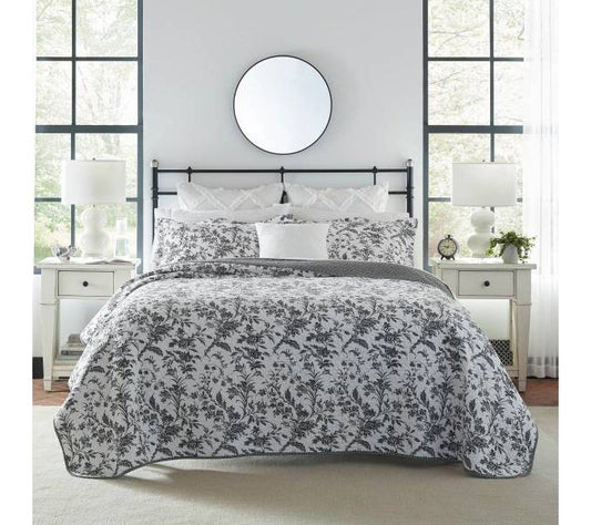 Laura Ashley Amberley Black King Quilt-Sham Set