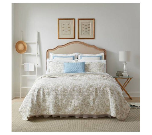 Laura Ashley Amberley Beige King Quilt-Sham Set