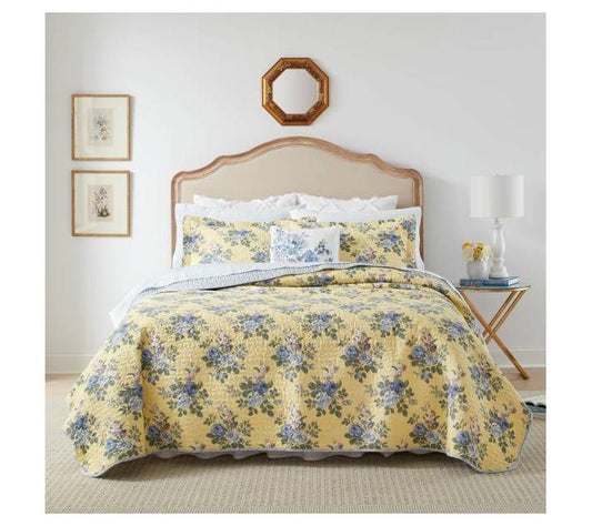Laura Ashley Linley Yellow Twin Quilt-Sham Set